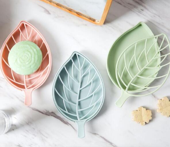 

Leaf Shape Soap Box Case Toilet Bathroom Organizer Supplies Holder Plastic Double Deck Shower Soaps Storage Dishes, Customize