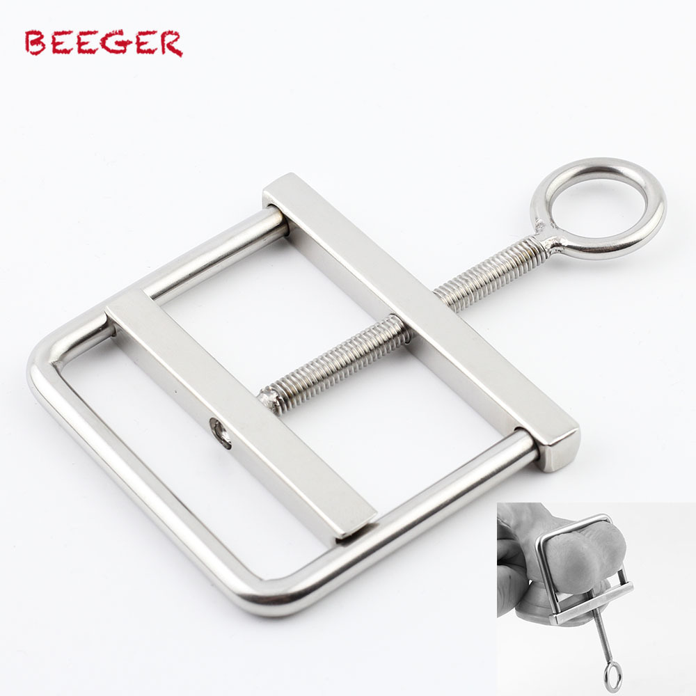 

Beeger Stainless Steel Locking Ball Crusher Cock & Testicle Crushing Cbt Device For Men SH190730