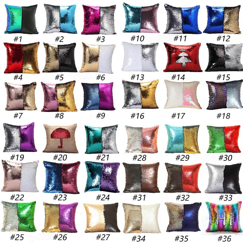 

36 design Sequin Hold Pillow Case cover Mermaid Pillow Cover Glitter Reversible Sofa Magic Double Reversible Swipe Cushion cover kids toys, Mixed color random