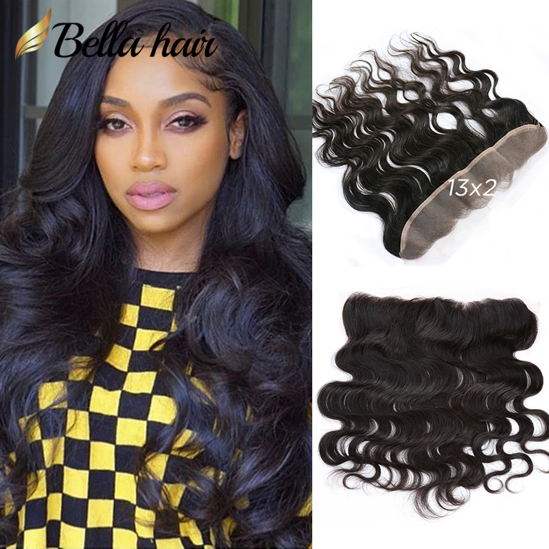 

sale pre plucked ear to ear lace frontal closure 13x2 brazilian straight body wave loose curl wavy can be bleached virgin remy human hair 824inch, Natural color