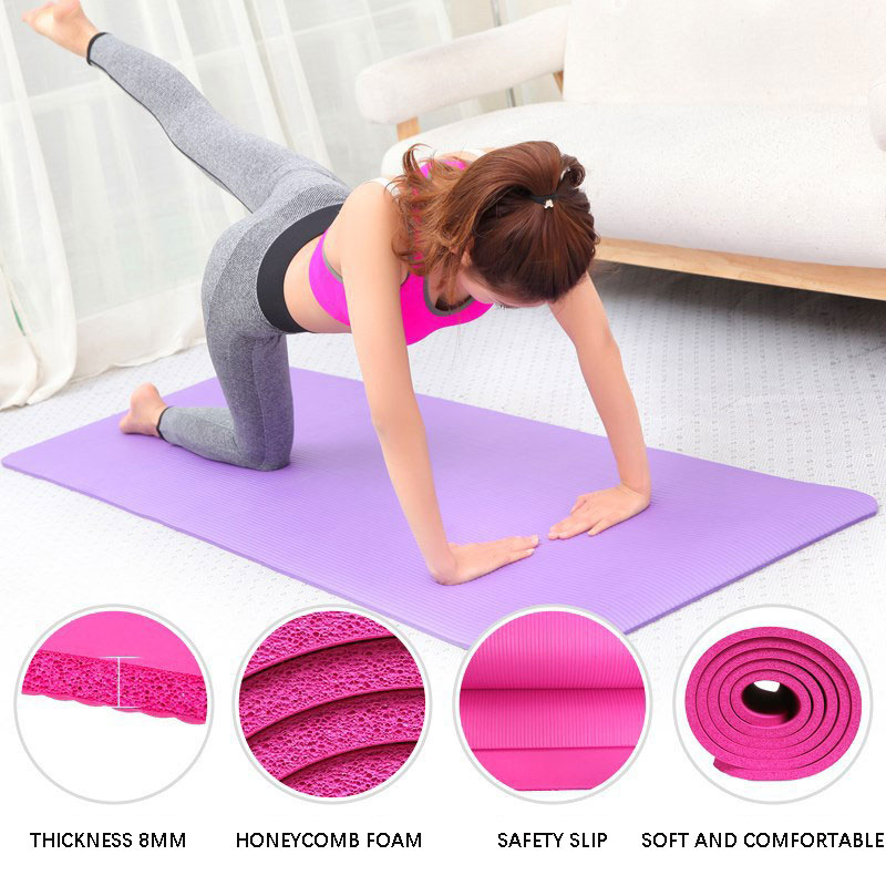 

183*61*8MM Thick EVA Comfort Foam Yoga Mat for Exercise, Yoga, and Pilates Rest and relax Multiple choices A must-have for home, Pink