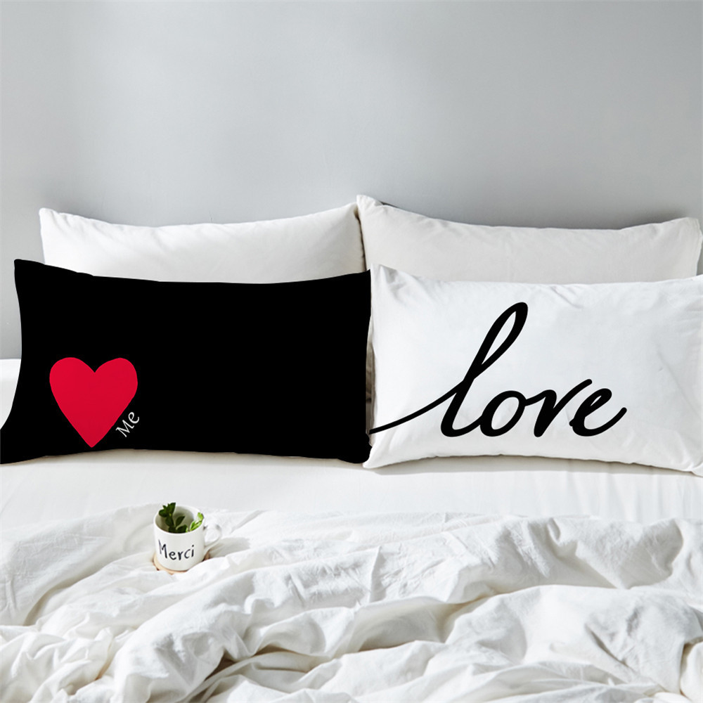 Valentine S Day Couples Pillowcase Letter King Queen Love Kiss