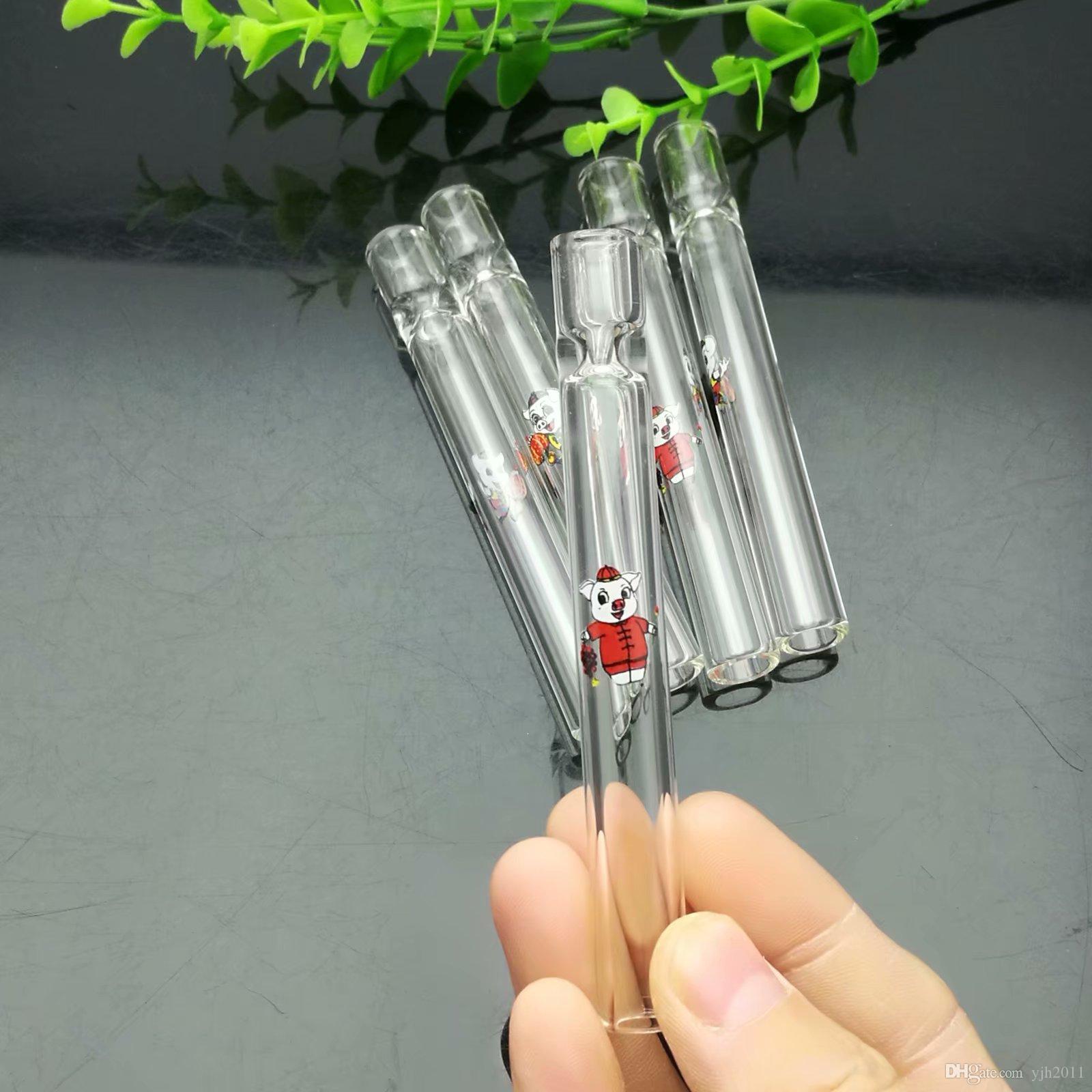 

European and American popular cartoon piglet glass suction nozzle Glass Bongs Oil Burner Pipes Water Pipes Oil Rigs Smoking Free Shipping