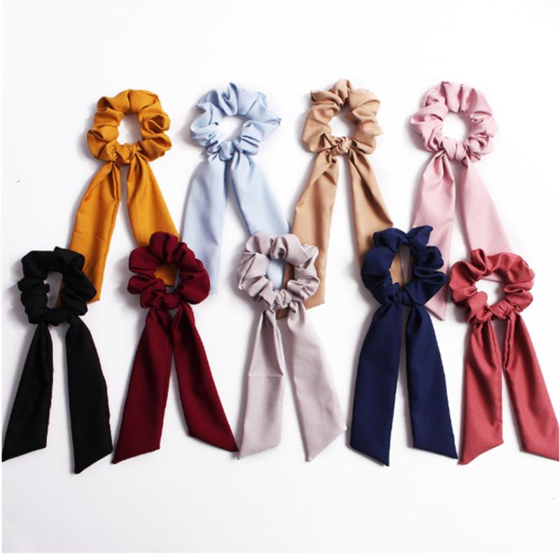 

Xugar Hair Accessories Scarf Bowknot Hair Scrunchies Women Solid Cloth Ponytail Holder Headbands Ties Ropes for Girls