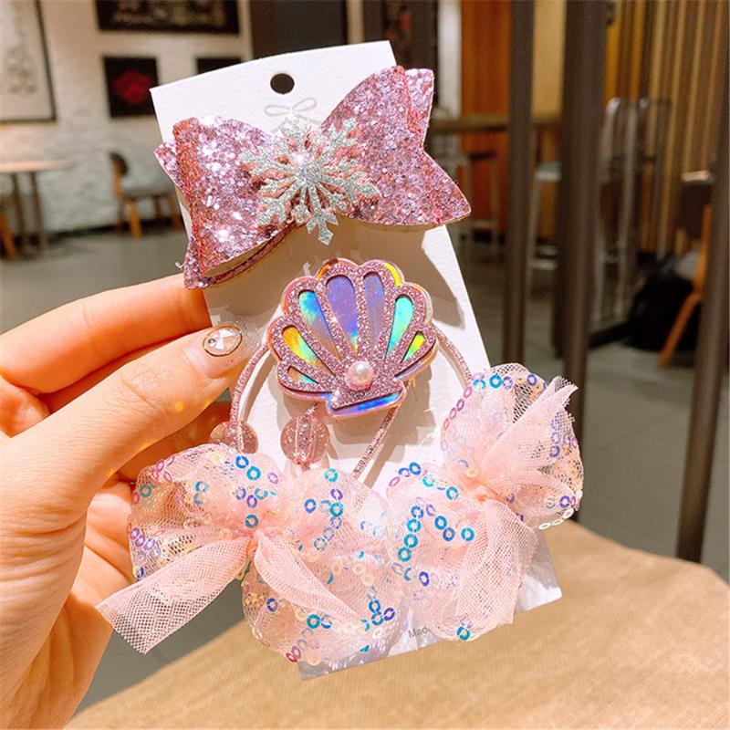 

3/4Pcs/set New Style Hot Sale Girls Shiny Sequin Crown Shaped Hair Clip Children Accessories Protective Sweet Hairpins Barrettes, D(3pcs)