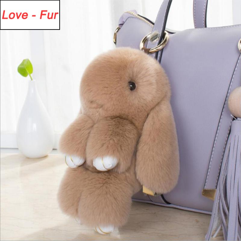 

Luxurious 18cm Big Size Cute Fluffy Keychain Real Genuine Rex Fur Key Chains Bag Toys Doll Lovely Keyring Pendant