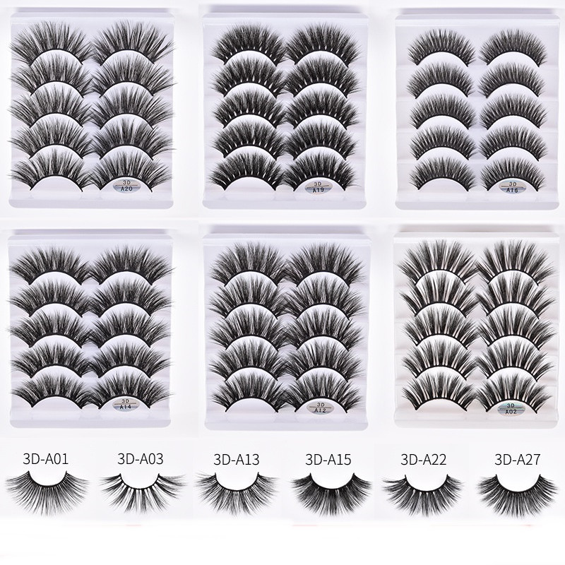 

NEW 5 Pairs Soft Fake 3D Mink Hair False Eyelashes Handmade Wispy Fluffy Long Faux Mink Lashes Natural Eye Makeup Tools