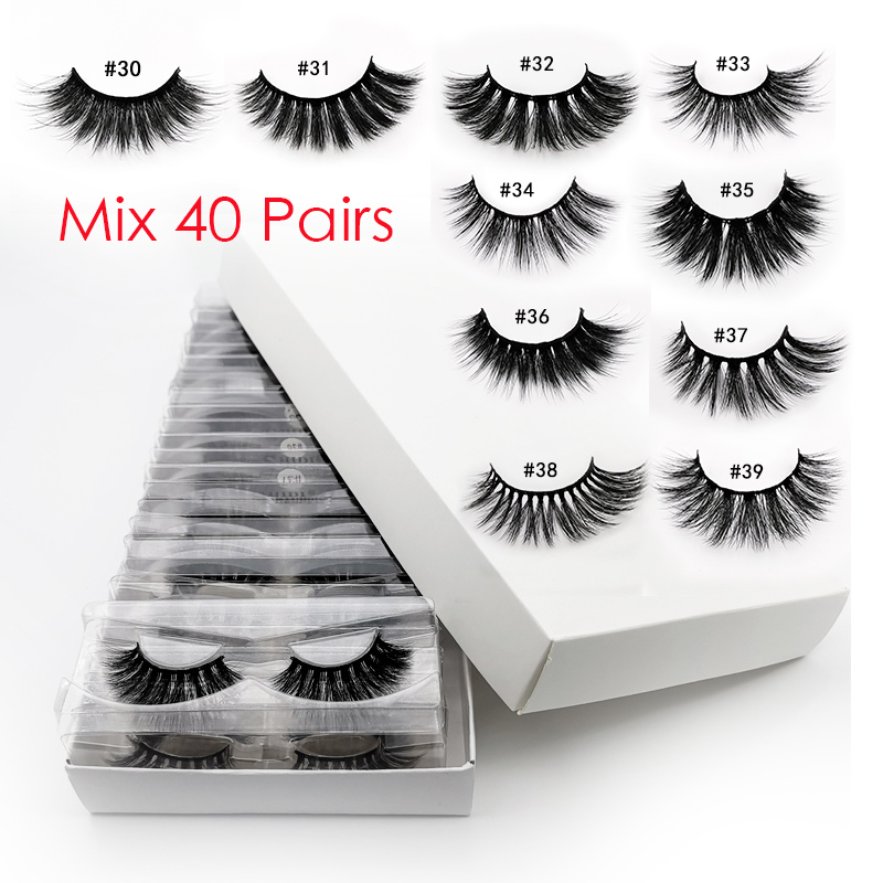 

40pcs Wholesale Eyelashes 3d Mink Lashes Natural Mink Eyelashes Wholesale False False Lashes cilios