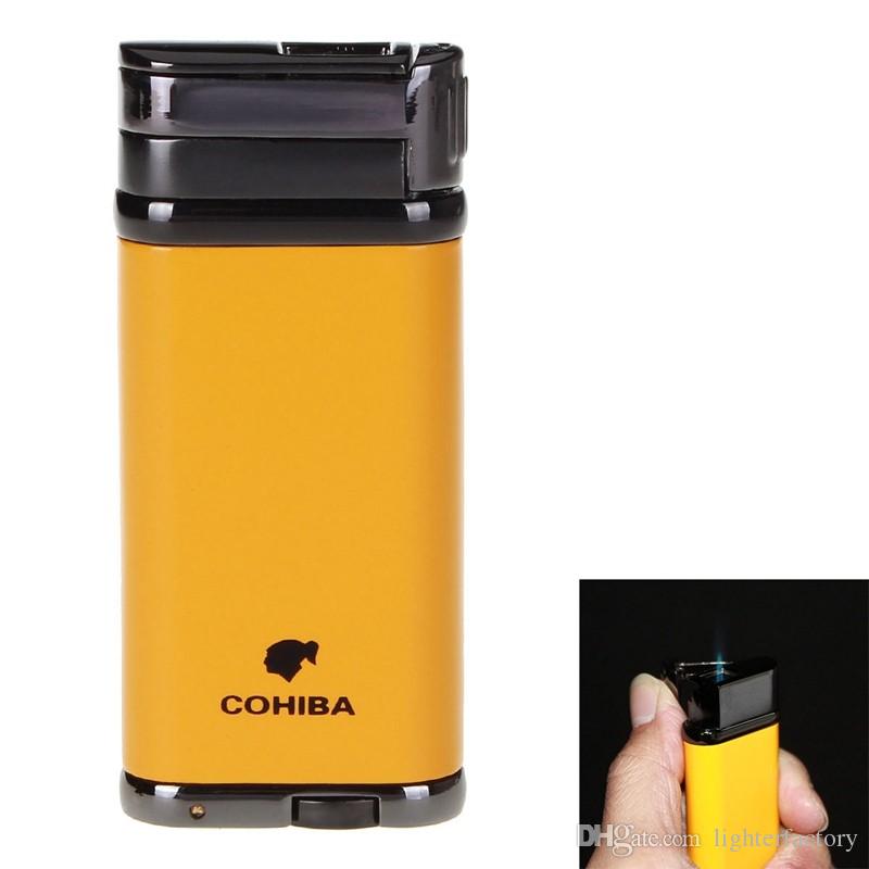

COHIBA High Quality Windproof Lighter Torch Jet Flame Refillable Inflatable Flame Lighter with Cigar Punch Cigarette Lighter