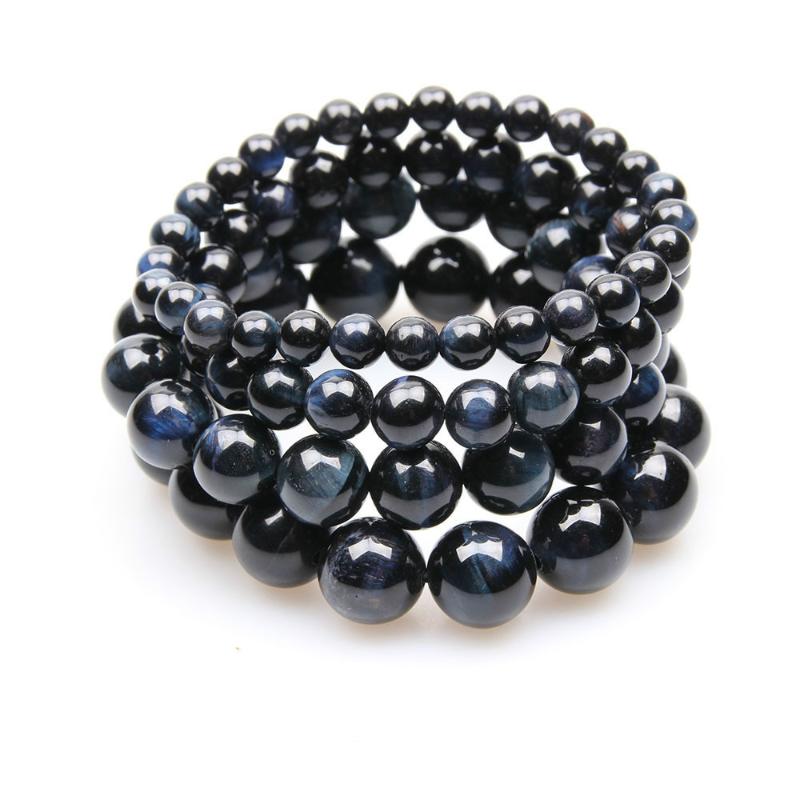 

Natural Dark Blue Tiger Eye Stone Bracelets for Men Women 6mm 8mm 10mm 12mm Round Smooth Beaded Brazalete Yoga Jewelry