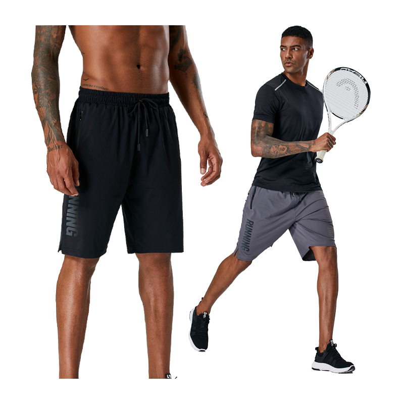 

Men Sports Shorts Gym Solid Casual Football Jogging Breathable Athletic Short Elastic Waist Quick Dry Running Training Shorts, Black