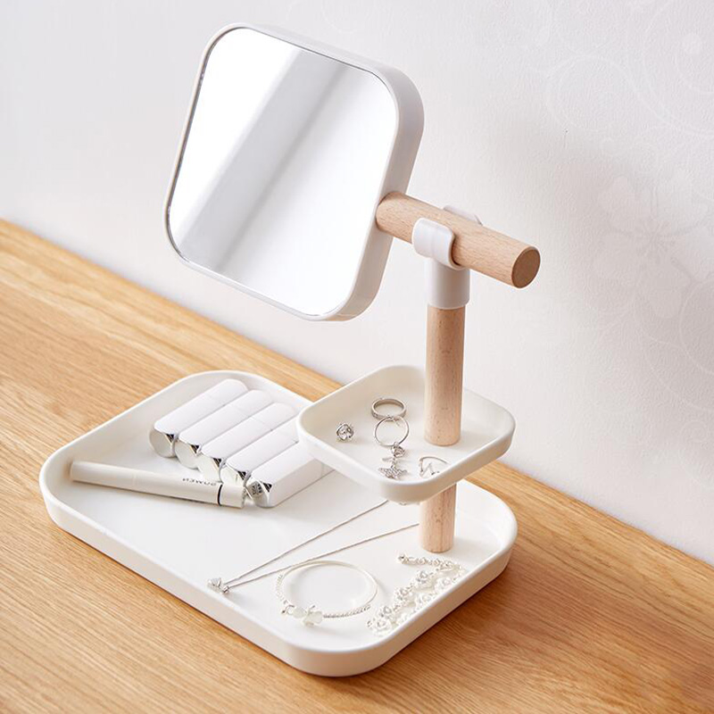 

Makeup Mirror Storage Box Desktop Double-Sided Vanity Mirror Storage Box Desktop Beauty Double Princess Cosmetic