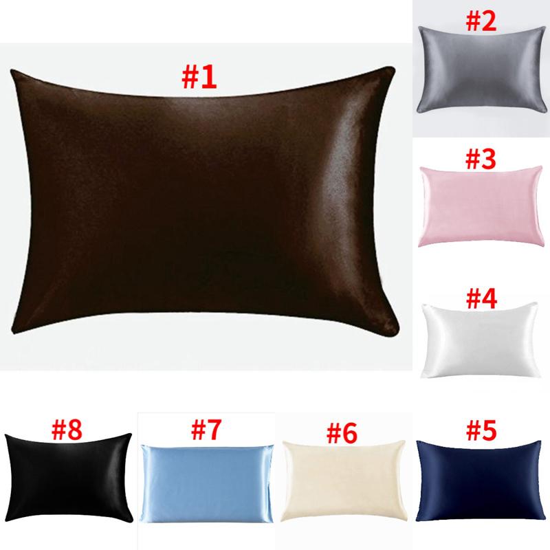Bedroom Silk Satin Pillowcases Pillow Cushion Cover Smooth Soft Pillowcase H