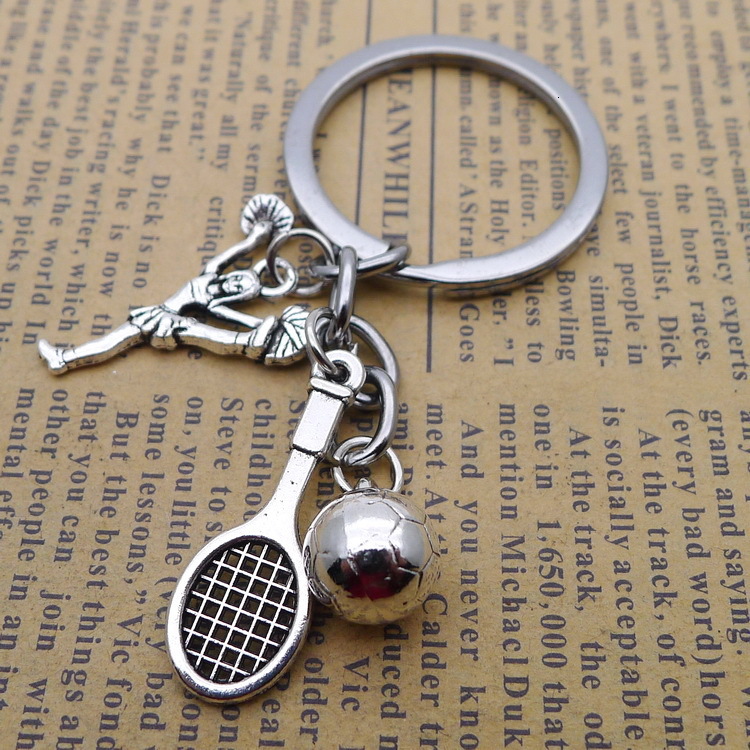 

Alloy Racket The Ball Cheerleading Key Pendant Buckle Ancient Silver Ornaments Parts