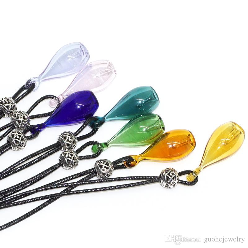 

New essential oil diffuser necklace glass oil bottle aroma pendant necklaces water drops perfume bottle necklaces