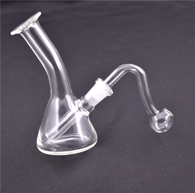 

1pcs Mini Pocket Glass Bongs Recycler Oil Rigs Glass water Pipes Smoking Pipe mini oil burner thick glass bubbler