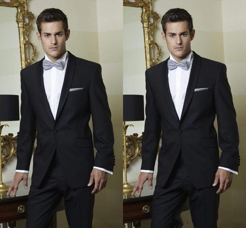 

High Quality Shawl Lapel Groomsmen One Button Groom Tuxedos 2 Piece Men Suits Wedding/Prom Best Man Blazer ( Jacket+Pants+Tie) AA8, Same as image