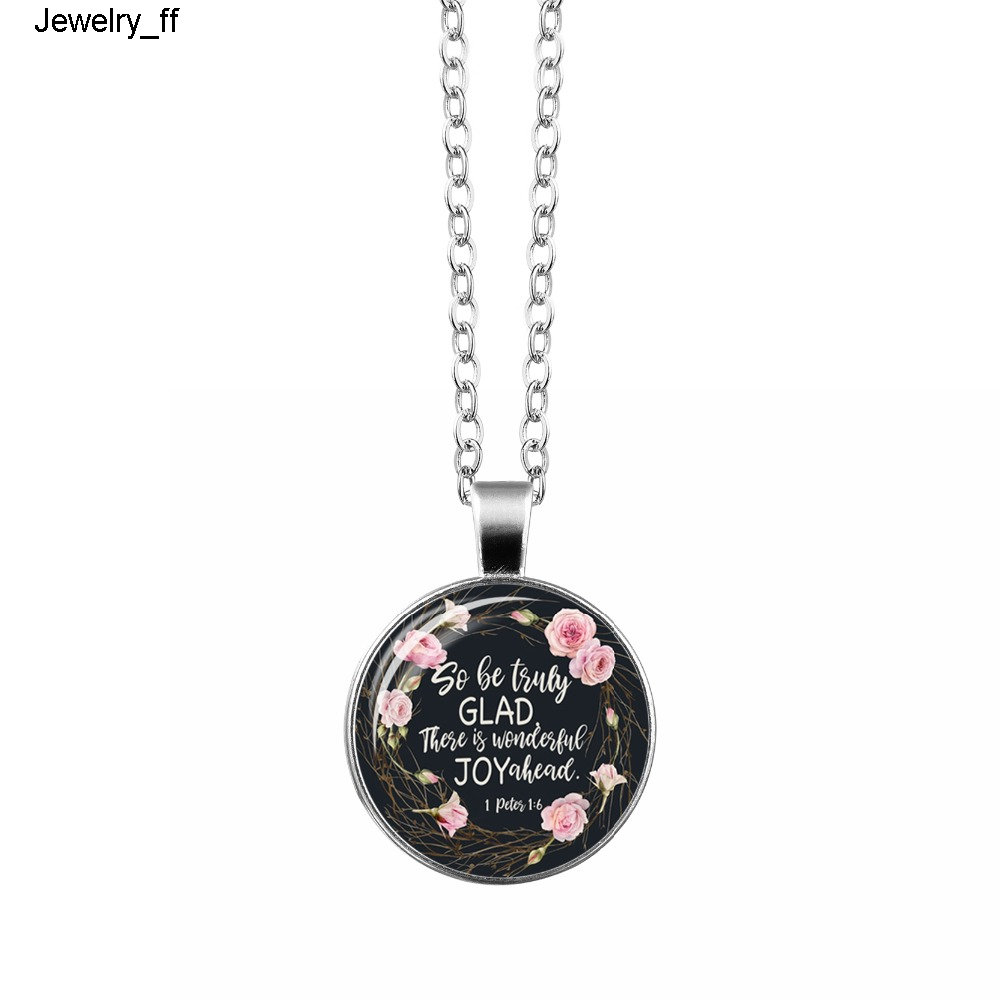 

Bible Verse Art Glass Dome Pendant Necklace Scripture Quote Jewelry Christian Women Men Favor Christian Gift