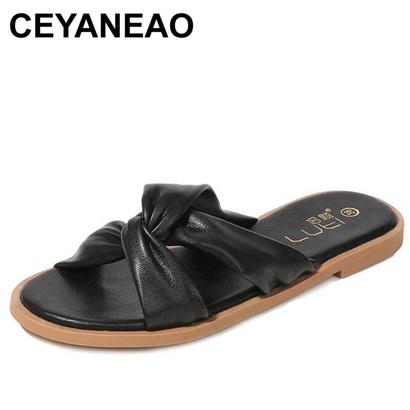 

CEYANEAO2020beach women slippers sandals women slippers flat heel casual ladies shoes outdoor female slides big size 34-43, Black