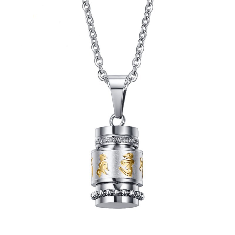 STai Retro Tibetan Buddhism Male Female Pendant Necklace Engraved with Six Words