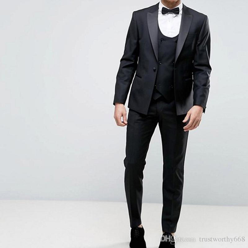 

Popular One Button Groomsmen Peak Lapel Groom Tuxedos Men Suits Wedding/Prom Best Man Blazer ( Jacket+Pants+Vest+Tie) 216, Same as image