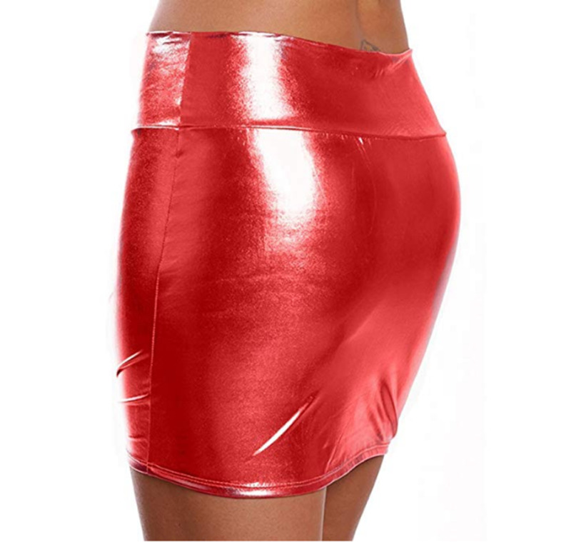 

Women's Leather Micro Mini Skirt Sexy Wet Look Bodycon Lingerie Club Party Dress, Black