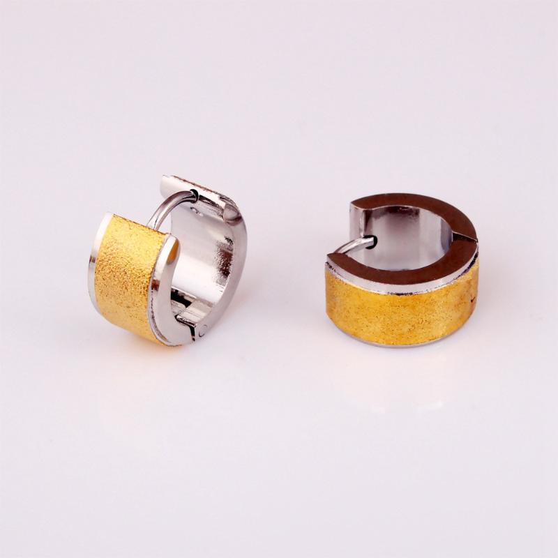 

Fashion Wide Small Hoop Earrings Silver Gold Stainless Steel Round Frosted Sand Hoop Huggie Earrings Jewelry For Men Women