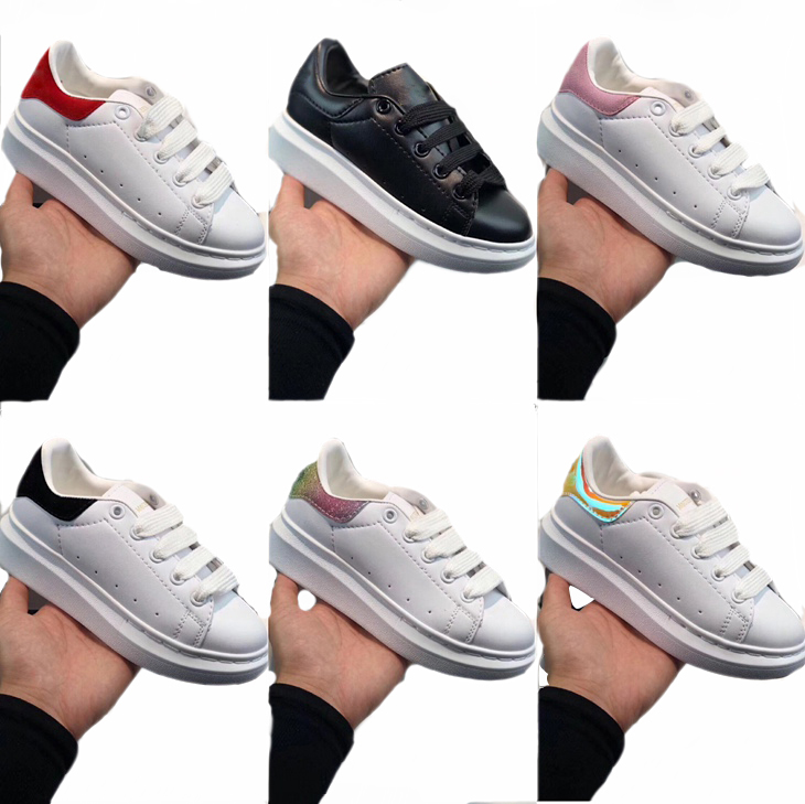 

Infants Kids Fashion Sneakers Blanche et Noir Platform Pelle White Leather Shoes Avant Garde outdoor Sports shoes Toddler boys girls Trainer, Option 8