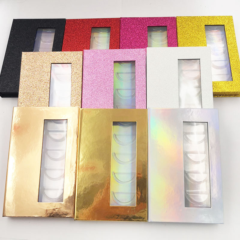 

Wholesale Cosmetics 5 pairs False Eyelashes Empty Box Storage Case Fake Eyelash Packaging Box 3D Mink Lashes Case Container with Clear Tray