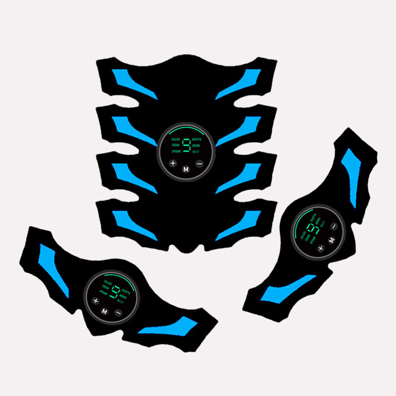 

New Style Eight Block ABS Fitness Instrument Men and Women Sports Abs Post Fitness Equipment Household Lazy Exercise Abdominal W, Black and white with pattern blue