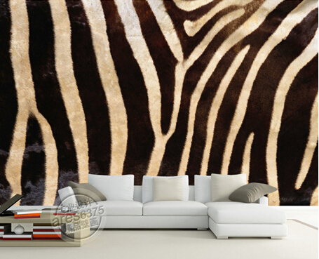 

custom wall mural 3D stereo Retro Modern fur fashion latest TV backdrop Zebra Animal Fur non-woven wallpaper mural, Black