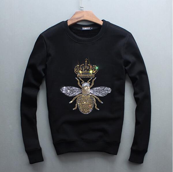 

Hip hop hoodie men and women winter design Male Hoodies Sweatshirts Diamonds Casual hoodie 03, Black