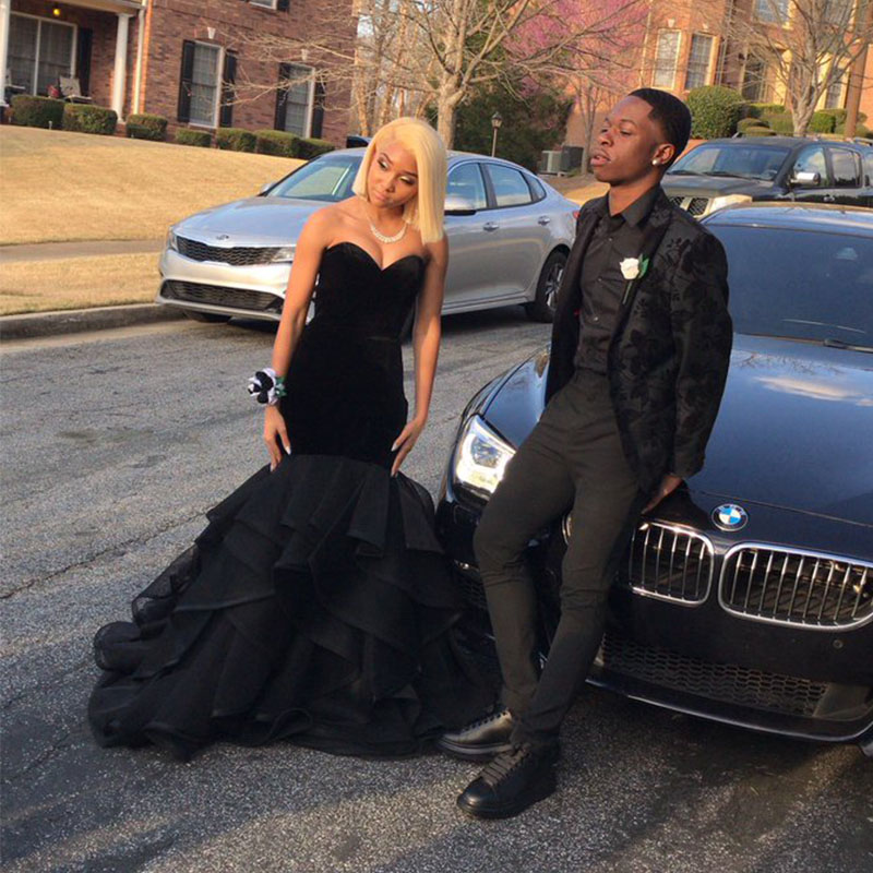 

Mermaid Prom Dresses Sweetheart Velvet Top Tieres Tulle Skirt Charming Formal Prom Gowns Long robe de soiree longue, Yellow