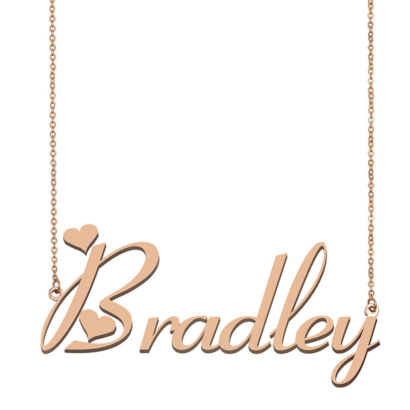 

Bradley Name Necklace Pendant for Women Girls Birthday Gift Custom Nameplate Children Best Friends Jewelry 18k Gold Plated Stainless Steel, Silver
