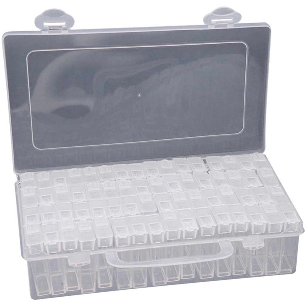 64 ranuras Caja de almacenamiento de granos de pintura de Diamantes de Imitación de Diamante Arte en Uñas Estuche Contenedor
