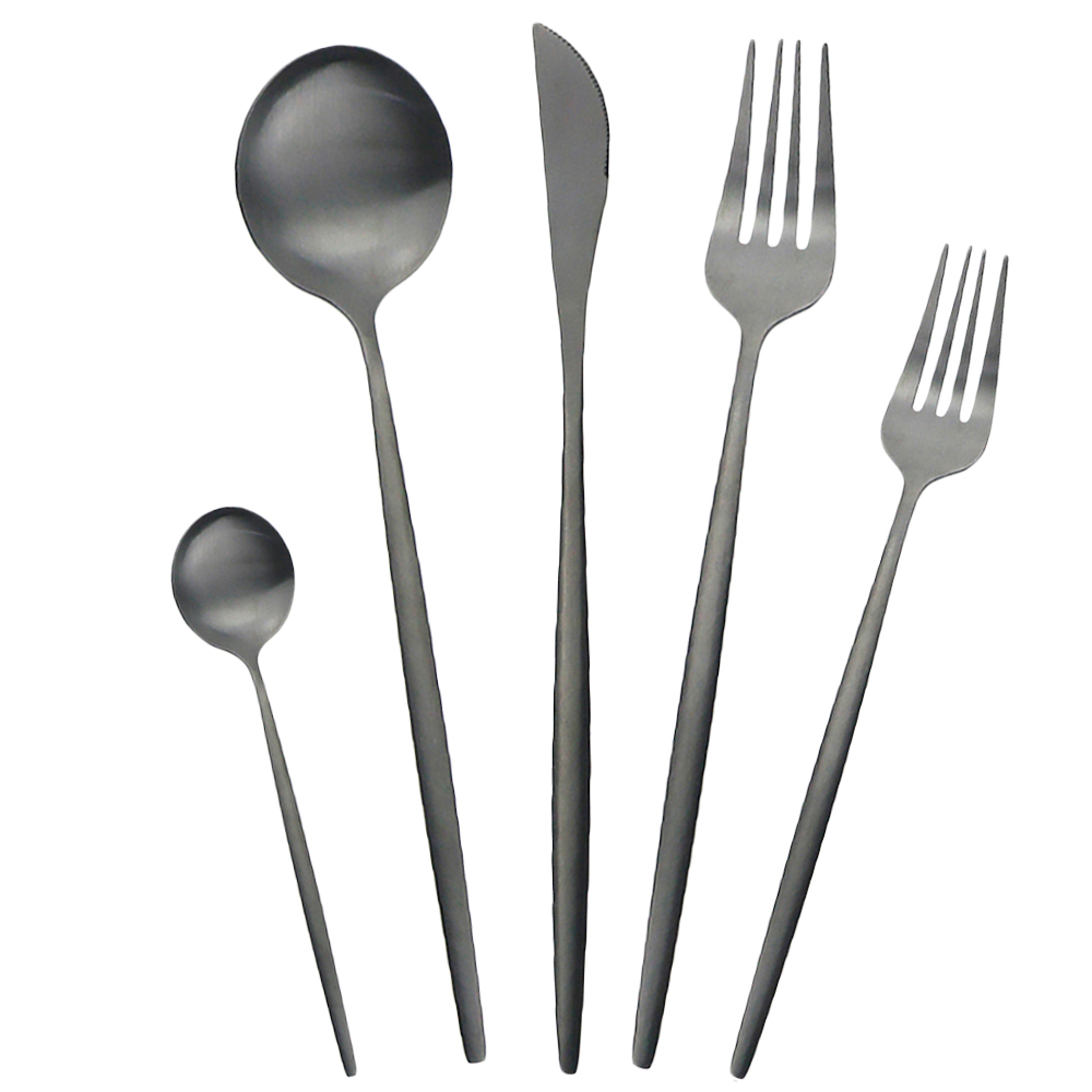 

30Pcs/Set Black Dinnerware Set 304 Stainless Steel Cutlery Set Knife Fork Spoon Dinner Set Western Matte Silverware Flatware T200430