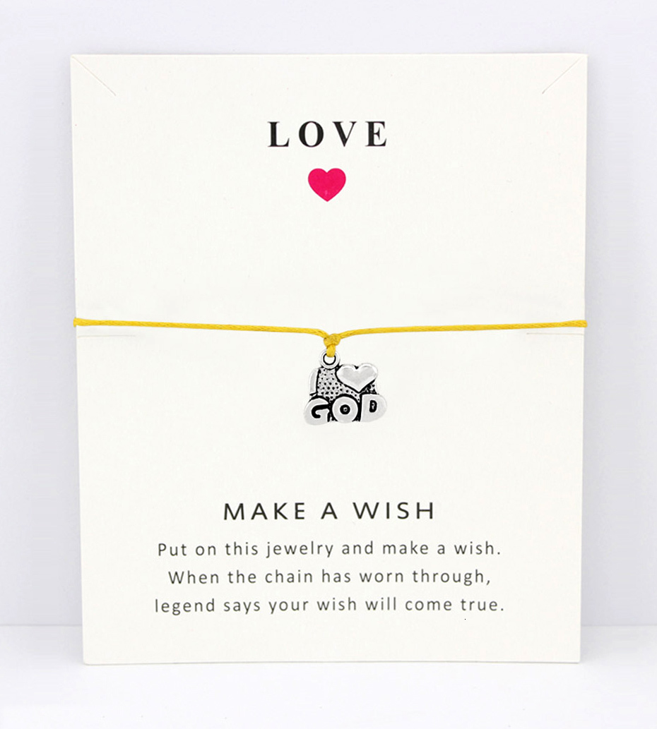 

I Heart God Merry Christmas Cross Snowflake Antique Silver Charm Card Bracelets Yellow Pink Red Wax Cord Women Men Jewelry Gift
