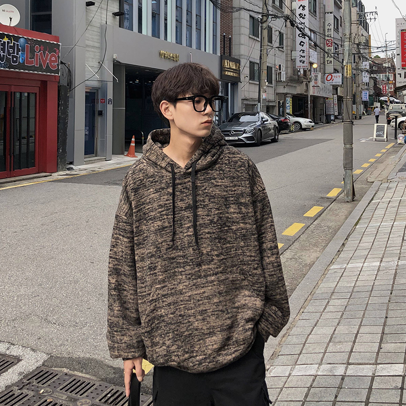 

2019 Autumn New College Style Korean Version Of Personality Couples Camouflage Casual Long-sleeved Hooded Pullover, Gray