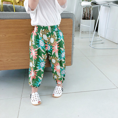 

Childrens Pants Girls New Anti-mosquito Pants Kids Designer Harem-pants Girls Brand Print Trousers 2020 New Fashion Bohemian Harem-pants New, Color1