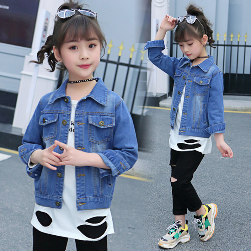 

New Children's Korean Fashion Denim Jackets Girls Short Casual Outerwear Coats