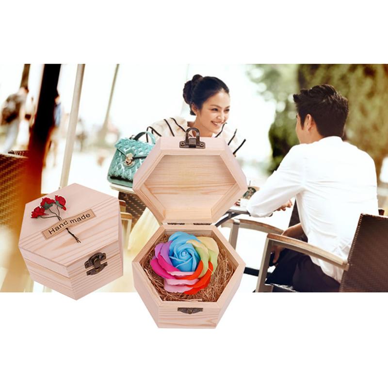 

Creative Valentines Day Gift Artificial Flowers Bouquet Soap Flower Simulation Colorful Rose Wooden Box flowers Sztuczne Kwiaty, Blue