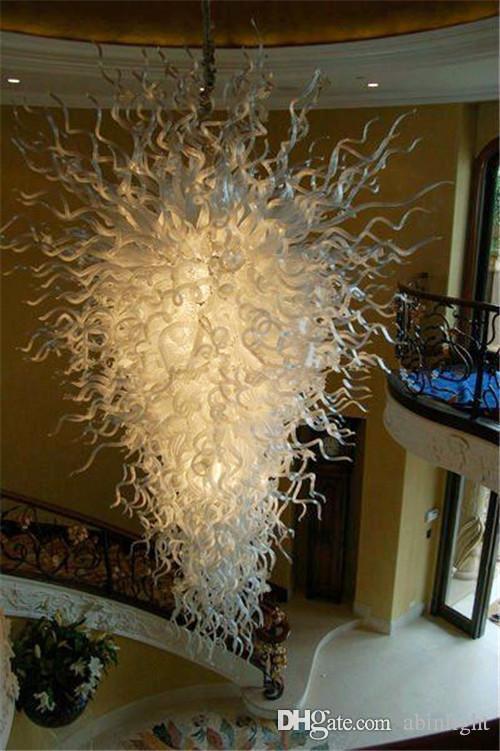 

Free Shipping Modern Art Glass Chandelier Home Decoration White Hand Blown Glass Chandelier Chihuly Style LED Light Source Chandelier