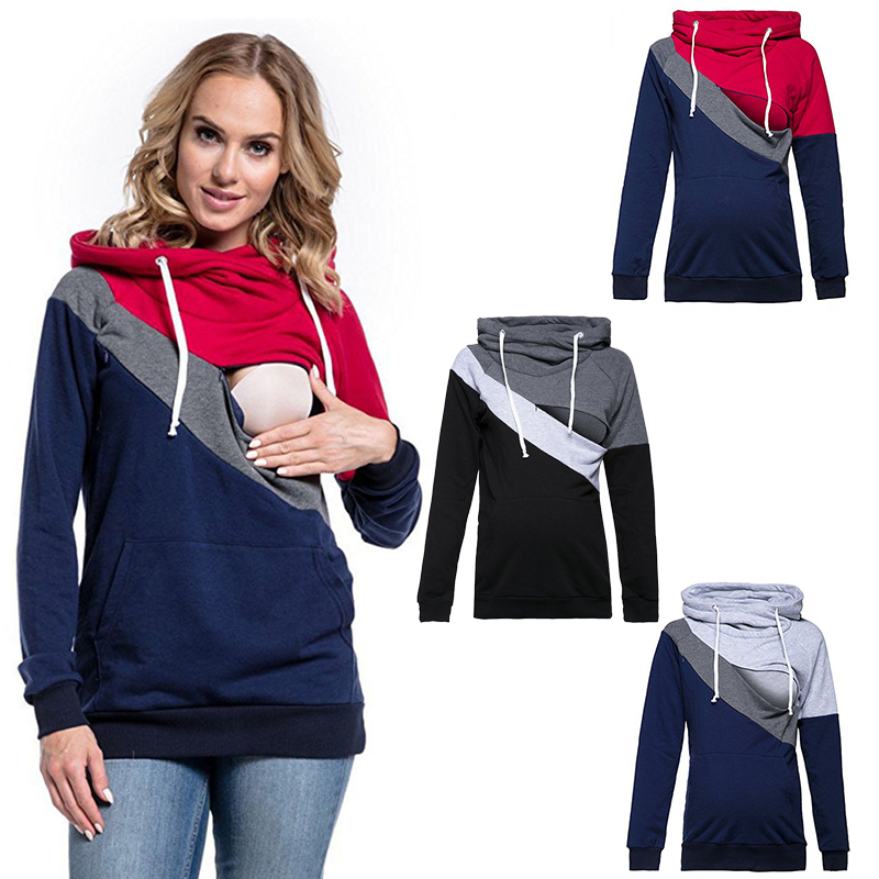 

Hoodies Women Sweatshirt Multifunction Maternity Breastfeeding Spring Season Pregnancy Clothes Women kpop Hoodie Female, Blue