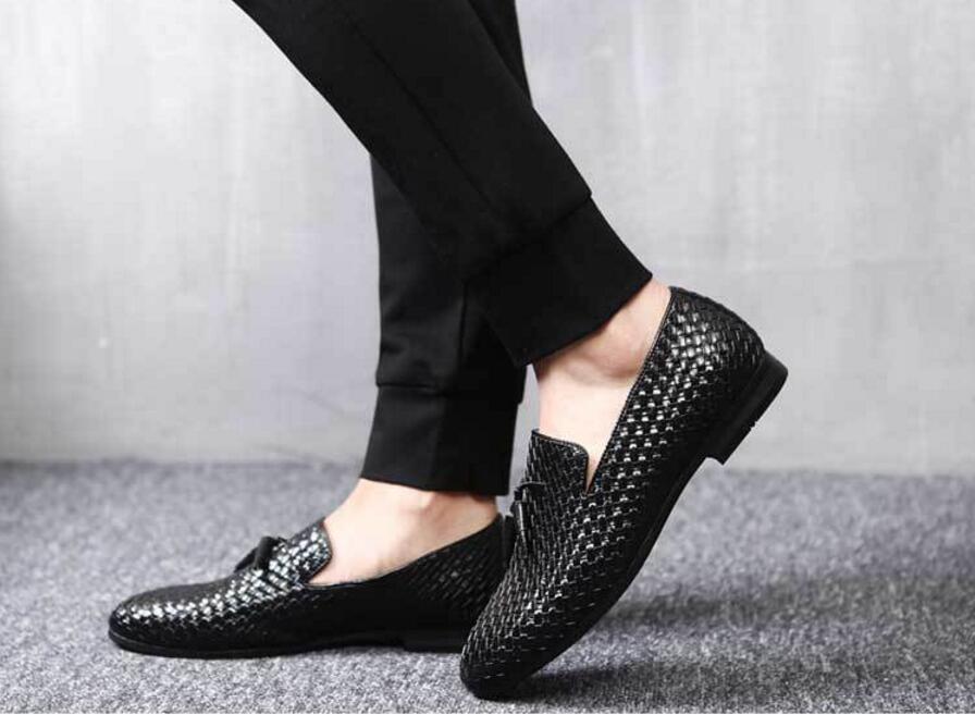 

Hot Sale-office loafers men shoes formal mens dress shoes leather crocodile italian designer shoes weaving mens oxfords wedding3593819, Blue