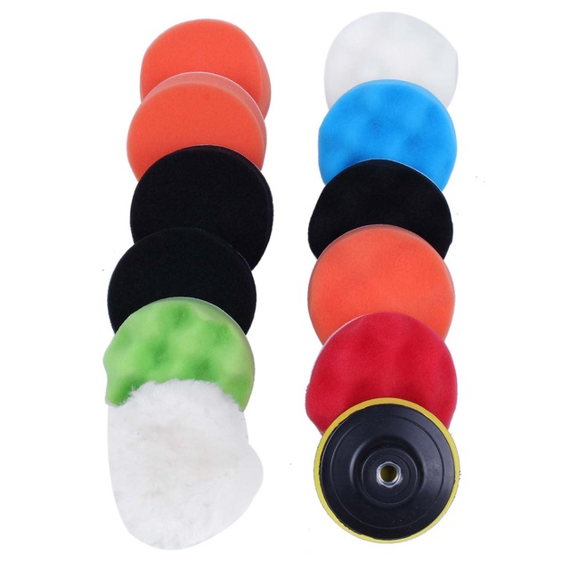 Tampon de polissage de polissage de 3 pouces, polisseuses et tampons de voiture automatiques, lot de 12 pièces + kit d'adaptateur M10 (13 pièces)