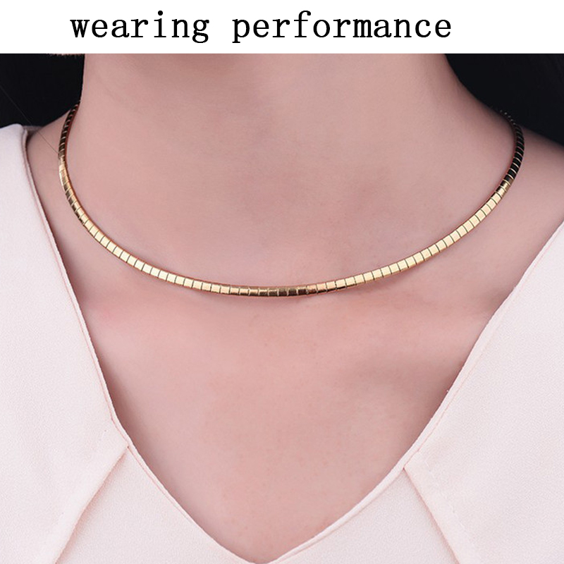 

women necklace silver Short suffocation choker fashion gold chian necklaces stainless steel jewelry on the neck male Accessories