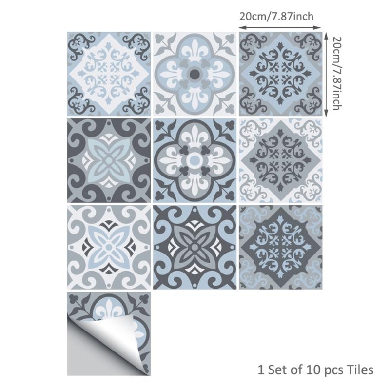 

10pcs/set DIY Tile Stickers Wall Sticker Self-sticking Waterproof Kitchen Bathroom Home Decor Ornament