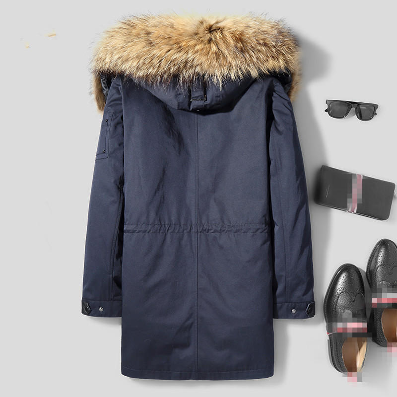 

Natural Real Winter Jacket Wolf Liner Parka Men Clothes 2020 Raccoon Fur Collar Long Coat L29-6600 MY2744, Blue