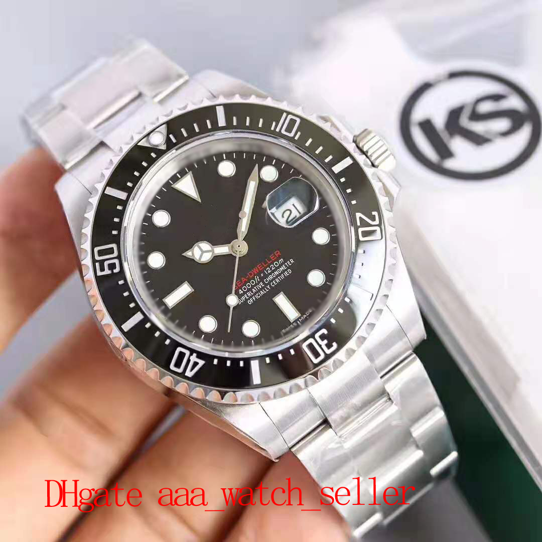 

5 styles Top quality KS edition Sea dweller 126660 126600 116610 ceramic bezel ETA 2836 automatic movement SS904L waterproof 100M wristwatch, Black