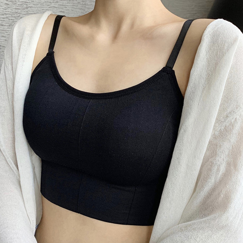 

Sexy Lady Vest Fashion Sports Strap Solid Color Jogging Fitness Shockproof Top Comfortable No Steel Ring Student Bra, Skin color